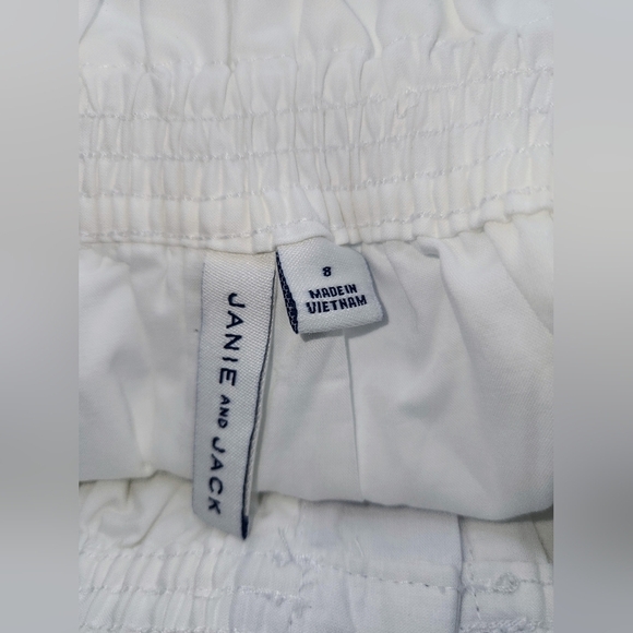 Janie & Jack White Shorts With Smocked Elastic Waist and Pockets Size 8 - Picture 10 of 11